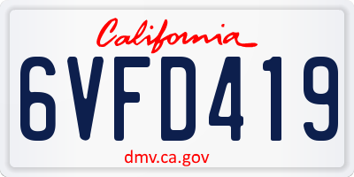 CA license plate 6VFD419