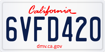 CA license plate 6VFD420