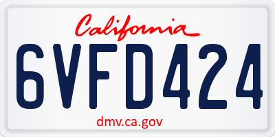 CA license plate 6VFD424