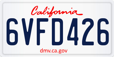 CA license plate 6VFD426