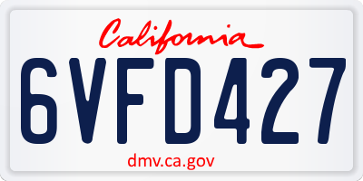 CA license plate 6VFD427