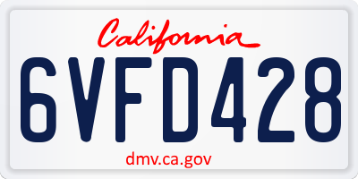 CA license plate 6VFD428