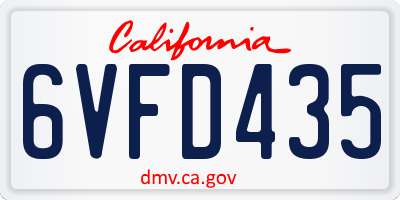 CA license plate 6VFD435