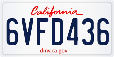 CA license plate 6VFD436