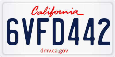 CA license plate 6VFD442