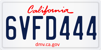CA license plate 6VFD444