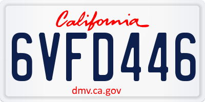 CA license plate 6VFD446