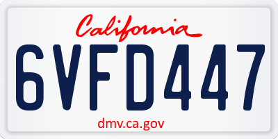 CA license plate 6VFD447