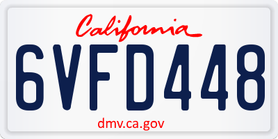 CA license plate 6VFD448