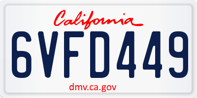 CA license plate 6VFD449