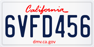 CA license plate 6VFD456