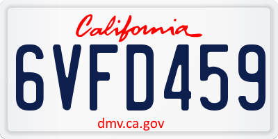 CA license plate 6VFD459
