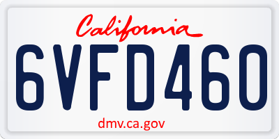 CA license plate 6VFD460