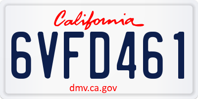 CA license plate 6VFD461