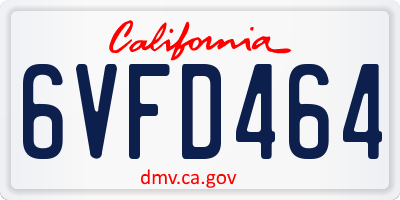 CA license plate 6VFD464