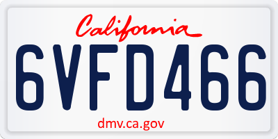 CA license plate 6VFD466