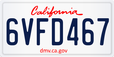 CA license plate 6VFD467