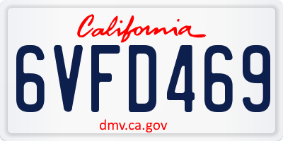CA license plate 6VFD469