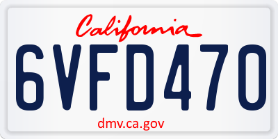 CA license plate 6VFD470