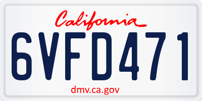 CA license plate 6VFD471
