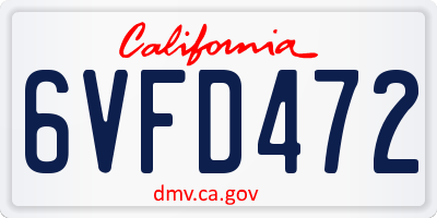 CA license plate 6VFD472