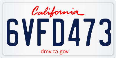 CA license plate 6VFD473