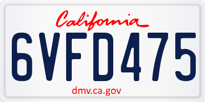 CA license plate 6VFD475