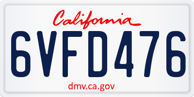 CA license plate 6VFD476