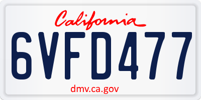 CA license plate 6VFD477