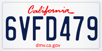 CA license plate 6VFD479