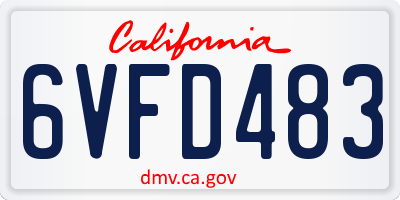 CA license plate 6VFD483