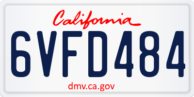 CA license plate 6VFD484