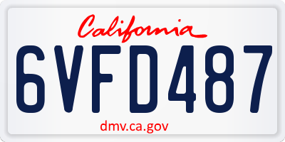 CA license plate 6VFD487