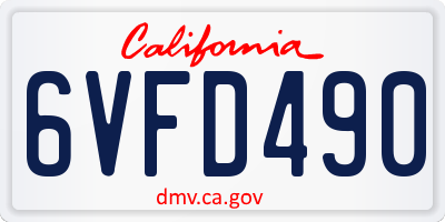 CA license plate 6VFD490