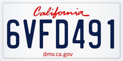 CA license plate 6VFD491