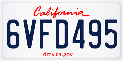 CA license plate 6VFD495