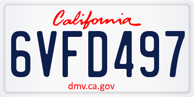 CA license plate 6VFD497