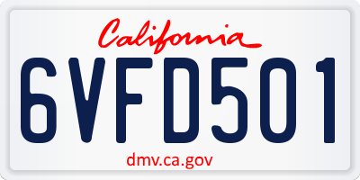 CA license plate 6VFD501