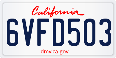 CA license plate 6VFD503