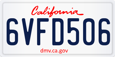 CA license plate 6VFD506