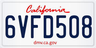 CA license plate 6VFD508