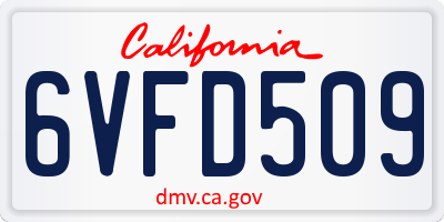 CA license plate 6VFD509