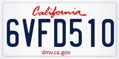 CA license plate 6VFD510