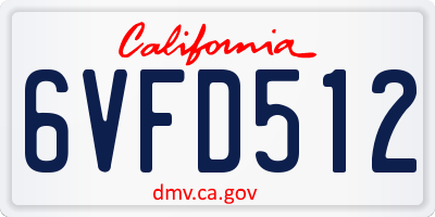 CA license plate 6VFD512