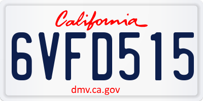 CA license plate 6VFD515