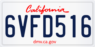 CA license plate 6VFD516