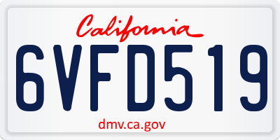 CA license plate 6VFD519