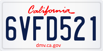 CA license plate 6VFD521