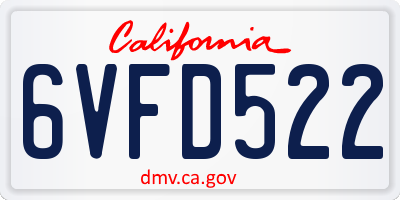 CA license plate 6VFD522