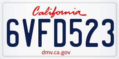 CA license plate 6VFD523